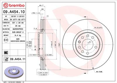 BREMBO 09.A454.11 EAN: 8020584036433.
