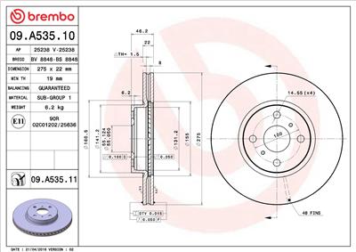BREMBO 09.A535.11 EAN: 8020584210680.