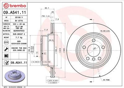 BREMBO 09.A541.11 EAN: 8020584019535.