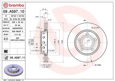 BREMBO 09.A597.11 EAN: 8020584018989.
