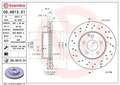 BREMBO 09.A613.51 EAN: 8020584037478.