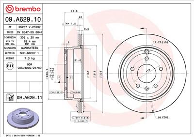 BREMBO 09.A629.10 EAN: 8020584028612.