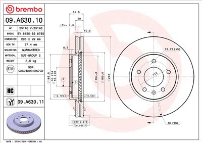 BREMBO 09.A630.11 EAN: 8020584222201.