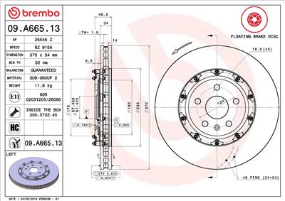 BREMBO 09.A665.13 EAN: 8020584039175.
