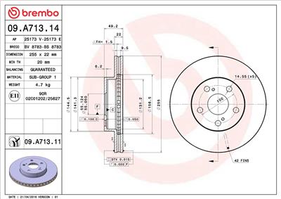 BREMBO 09.A713.11 EAN: 8020584032923.