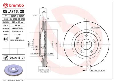 BREMBO 09.A716.21 EAN: 8020584032930.