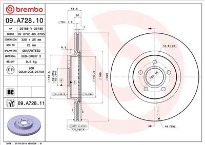 BREMBO 09.A728.11 EAN: 8020584020593.