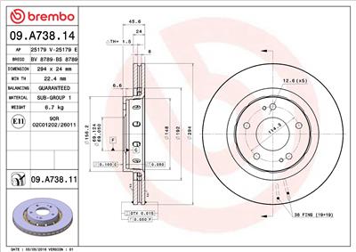 BREMBO 09.A738.11 EAN: 8020584032770.