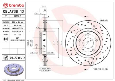 BREMBO 09.A738.1X EAN: 8020584319710.