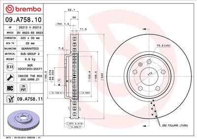 BREMBO 09.A758.11 EAN: 8020584026083.