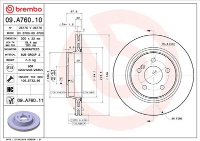 BREMBO 09.A760.11 EAN: 8020584020104.