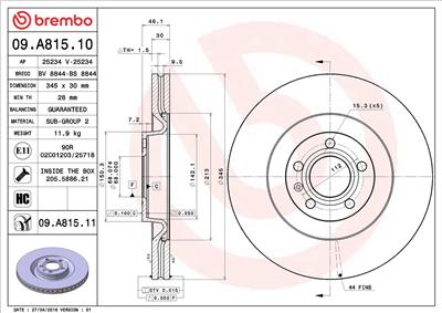 BREMBO 09.A815.11 EAN: 8020584028537.