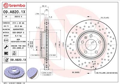 BREMBO 09.A820.1X EAN: 8020584212738.