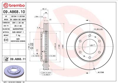 BREMBO 09.A868.10 EAN: 8020584023228.