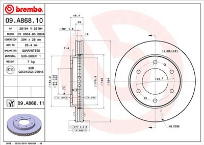 BREMBO 09.A868.11 EAN: 8020584222232.