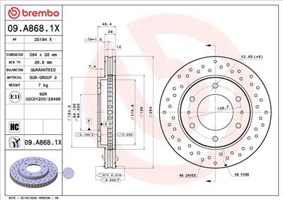 BREMBO 09.A868.1X EAN: 8020584319765.