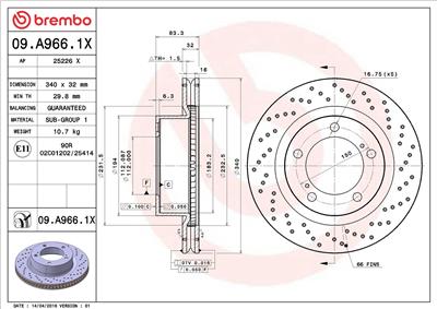 BREMBO 09.A966.1X EAN: 8020584217757.