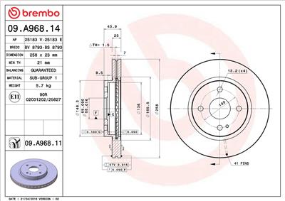 BREMBO 09.A968.14 EAN: 8020584020500.