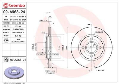 BREMBO 09.A968.21 EAN: 8020584220528.