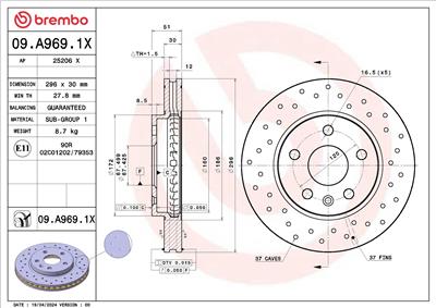BREMBO 09.A969.1X EAN: 8020584329450.