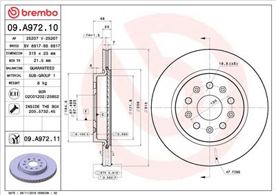 BREMBO 09.A972.11 EAN: 8020584025888.