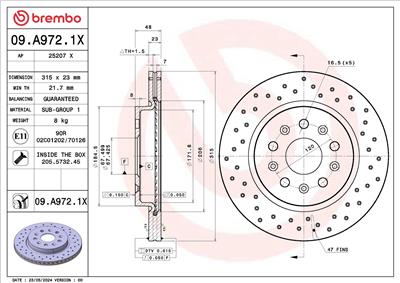 BREMBO 09.A972.1X EAN: 8020584329467.