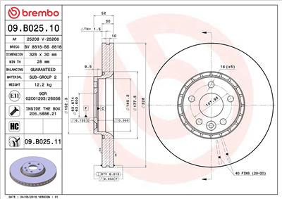 BREMBO 09.B025.11 EAN: 8020584025925.
