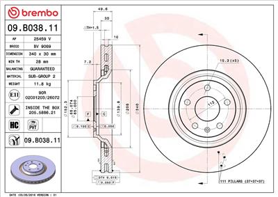 BREMBO 09.B038.11 EAN: 8020584220887.