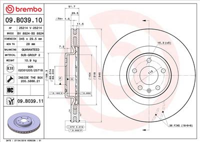 BREMBO 09.B039.11 EAN: 8020584026120.