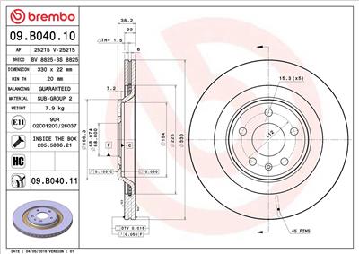 BREMBO 09.B040.11 EAN: 8020584026168.