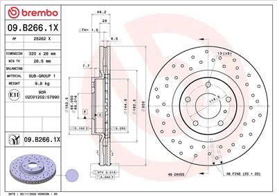 BREMBO 09.B266.1X EAN: 8020584323281.