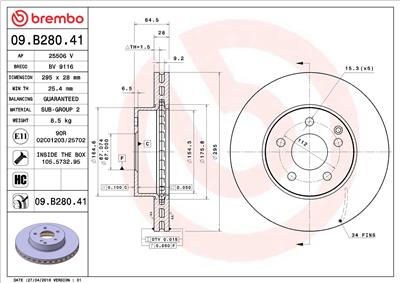 BREMBO 09.B280.41 EAN: 8020584219843.