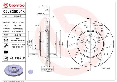 BREMBO 09.B280.4X EAN: 8020584325124.