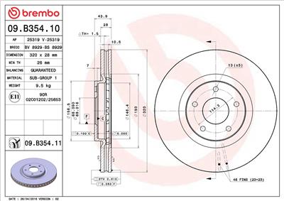 BREMBO 09.B354.11 EAN: 8020584219409.