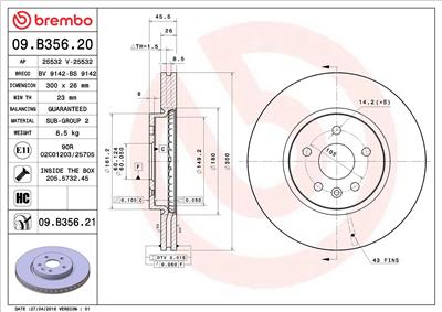 BREMBO 09.B356.21 EAN: 8020584217948.