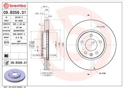 BREMBO 09.B356.31 EAN: 8020584310854.