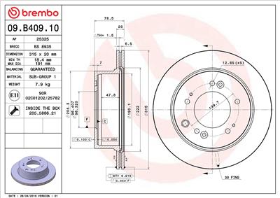 BREMBO 09.B409.10 EAN: 8020584039946.