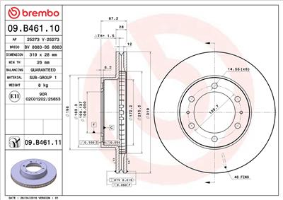 BREMBO 09.B461.11 EAN: 8020584032480.