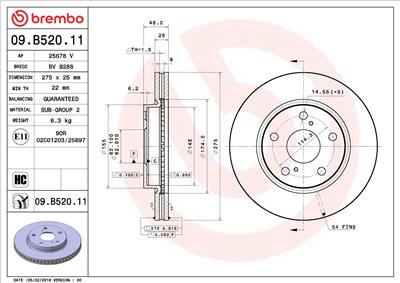 BREMBO 09.B520.11 EAN: 8020584032398.