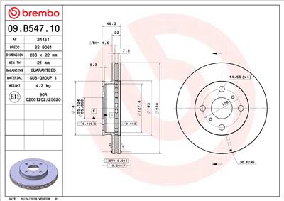 BREMBO 09.B547.10 EAN: 8020584019962.