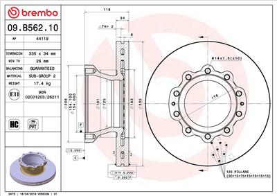 BREMBO 09.B562.10 EAN: 8020584237281.