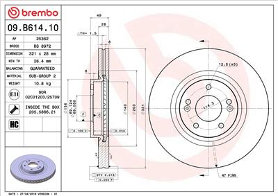 BREMBO 09.B614.10 EAN: 8020584210048.