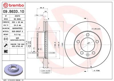 BREMBO 09.B633.10 EAN: 8020584210017.