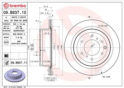 BREMBO 09.B637.11 EAN: 8020584220979.