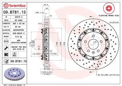 BREMBO 09.B781.13 EAN: 8020584039229.