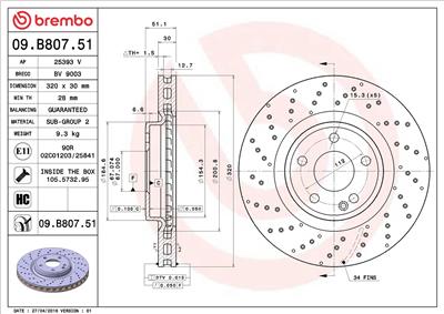 BREMBO 09.B807.51 EAN: 8020584037546.