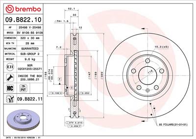 BREMBO 09.B822.11 EAN: 8020584213698.