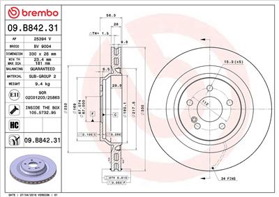 BREMBO 09.B842.31 EAN: 8020584037577.