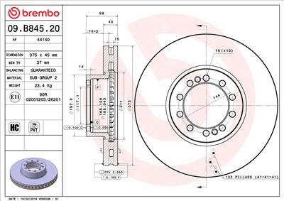 BREMBO 09.B845.20 EAN: 8020584235478.