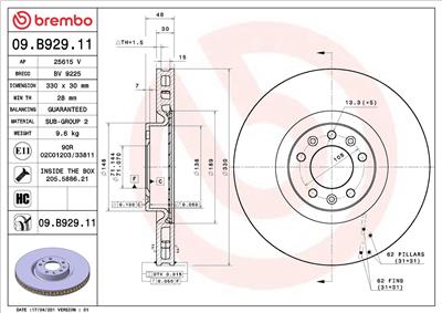BREMBO 09.B929.11 EAN: 8020584228005.